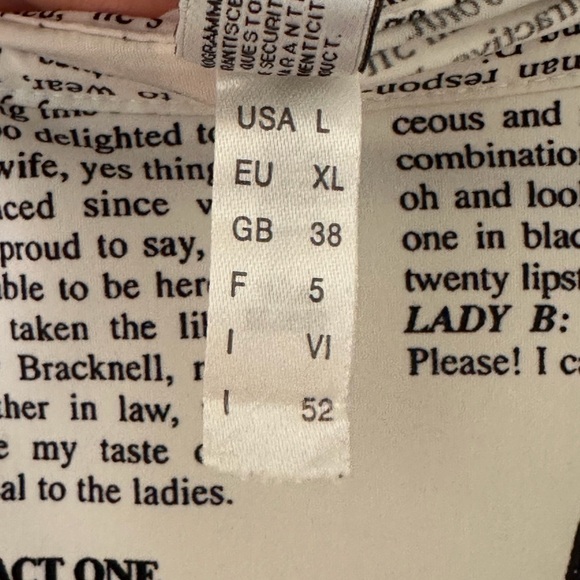 John Galliano Black and White Text Print Top - Picture 4 of 6